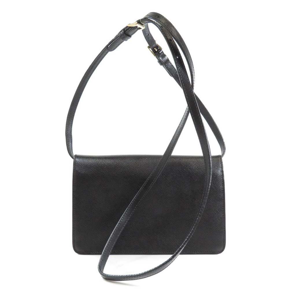 Prada strap Black on leather Saffiano a wallet Black